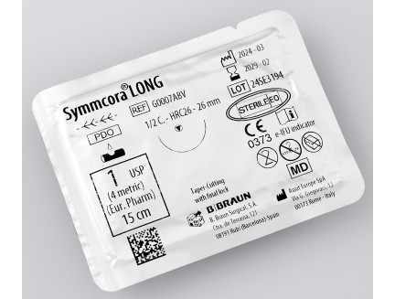 SYMMCORA LONG фіолетова, USP 3/0 45CM двонаправлена, дві прогресивно вигнутих колючих голки з троакарним вістрям 24мм