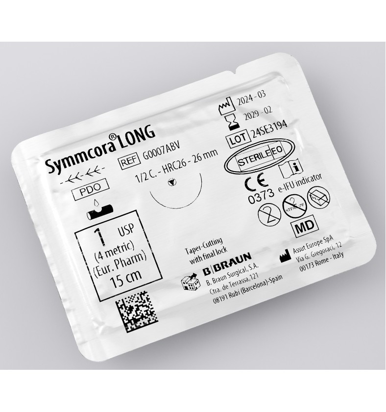 SYMMCORA LONG фіолетова, USP 2/0 30CM двонаправлена, дві колючі голки 1/2 кола 27мм, посилені