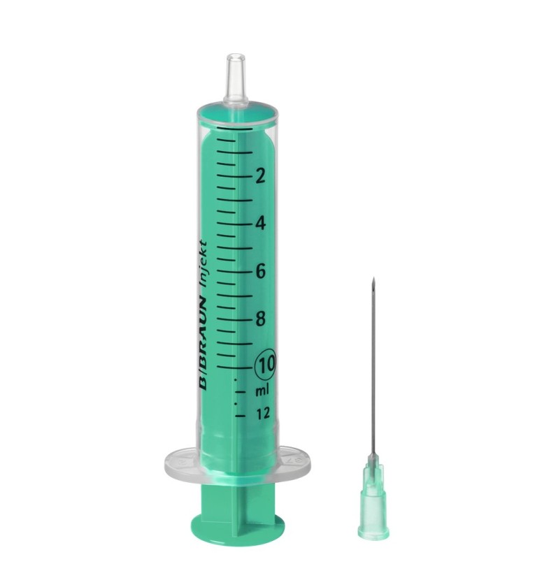Шприц ін'єкційний Injekt® Luer Duo 2-компонентний 10 мл з голкою 21G (0,8 мм x 40 мм)