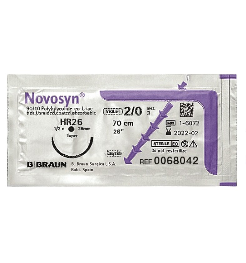 NOVOSYN фіолетовий, розмір USP 0 (3,5) довжина 90см, голка HR40 (M), пакування RCP