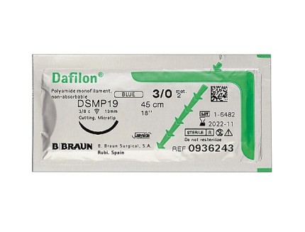 DAFILON синій, розмір USP 4/0 (1,5) довжина 75см голка DS19 пакування DDP