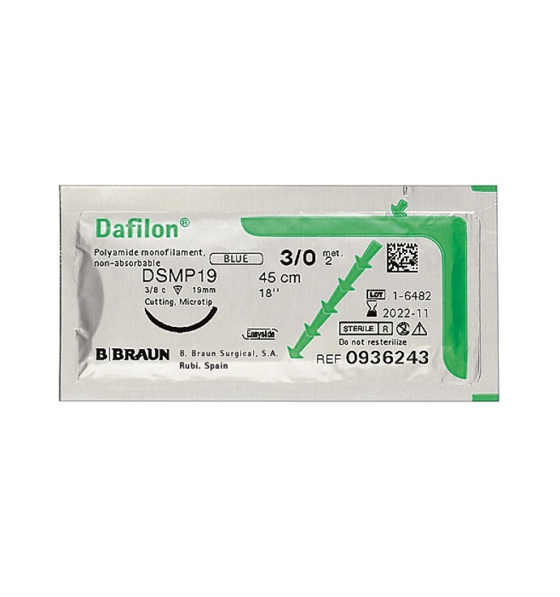 DAFILON синій, розмір USP 4/0 (1,5) довжина 75см голка DS19 пакування DDP