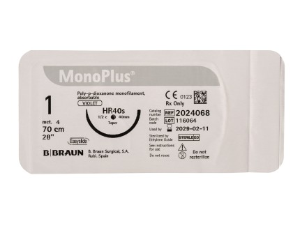 MONOPLUS фіолетовий, розмір USP 3/0 (2) довжина 70см голка HR26, пакування RCP