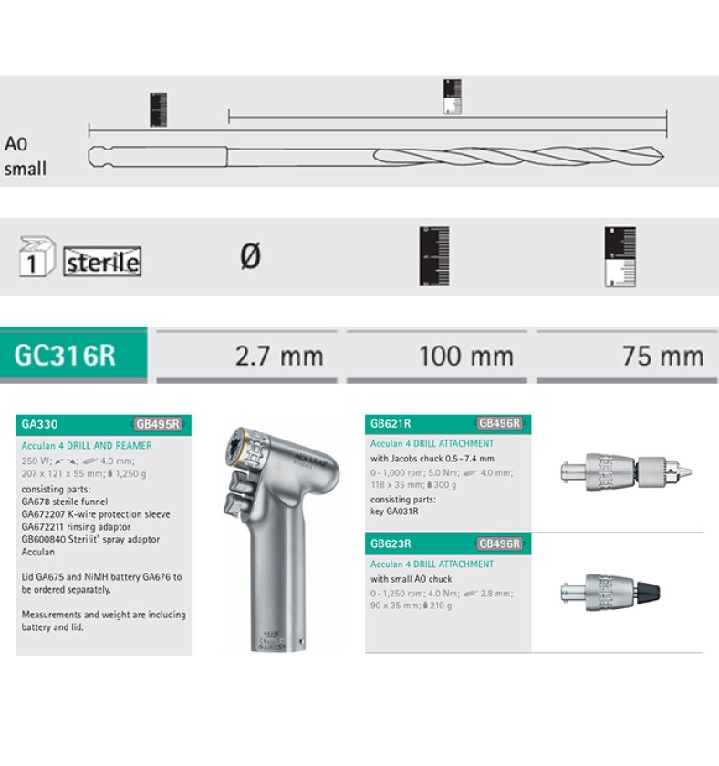 СВЕРДЛО АО ВАЛ D2.7MM L100/75ММ