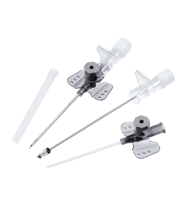 Безпечна внутрішньовенна канюля з ін'єкційним портом Vasofix® Safety PUR G 16 x 2" (1,7 х 50 мм), сіра.